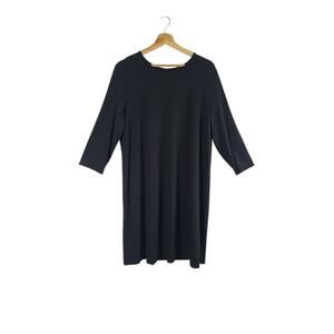 J Jill Wearever Swing Dress LP Black Long Sleeve A-Line‎ Keyhole Lounge Travel